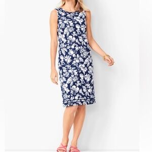 Talbots Fruit Print Navy Blue Cotton Dress 10